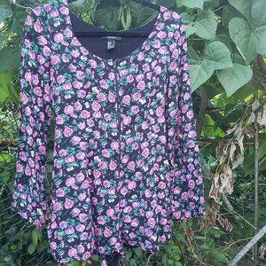 Forever 21 Floral Zip Down Romper